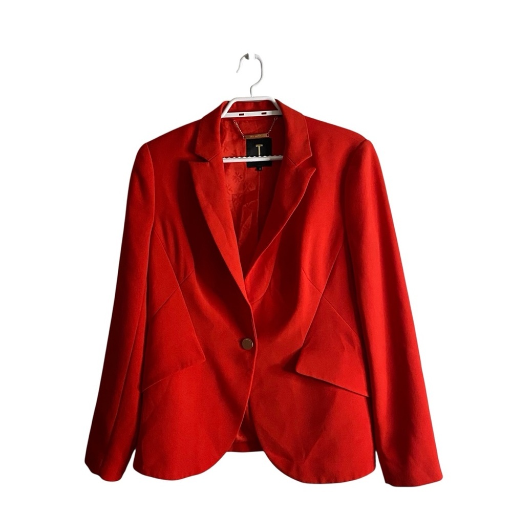 Ted Baker Women's Red Anita Angular Notch Lapel Formal Blazer Jacket